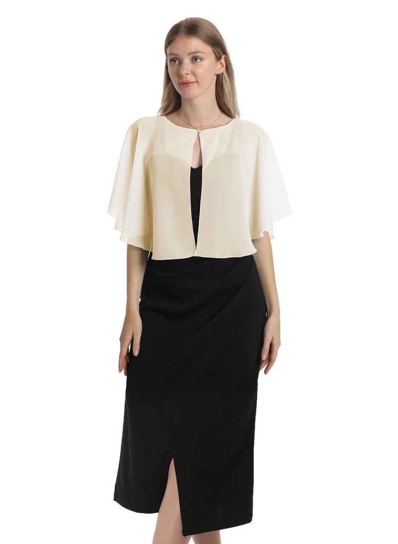 Hotshawl Chiffon Capelet Women's Soft capes Shawls and Wraps for Evening Dress Wedding Cape Cover Up (Pale Champagne) - Image 1